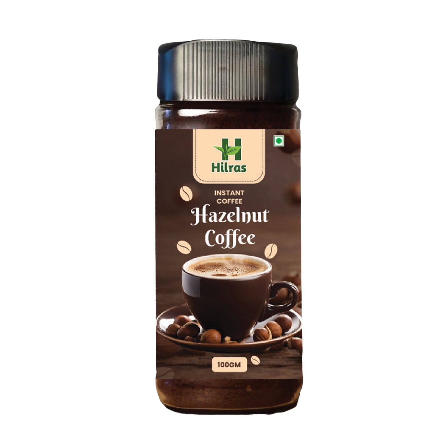 Hilras Hazelnut Flavoured Instant Coffee Powder 100g | 100% Pure Medium-Dark Roast | Zero Added Sugar Gourmet Flavoured Coffee