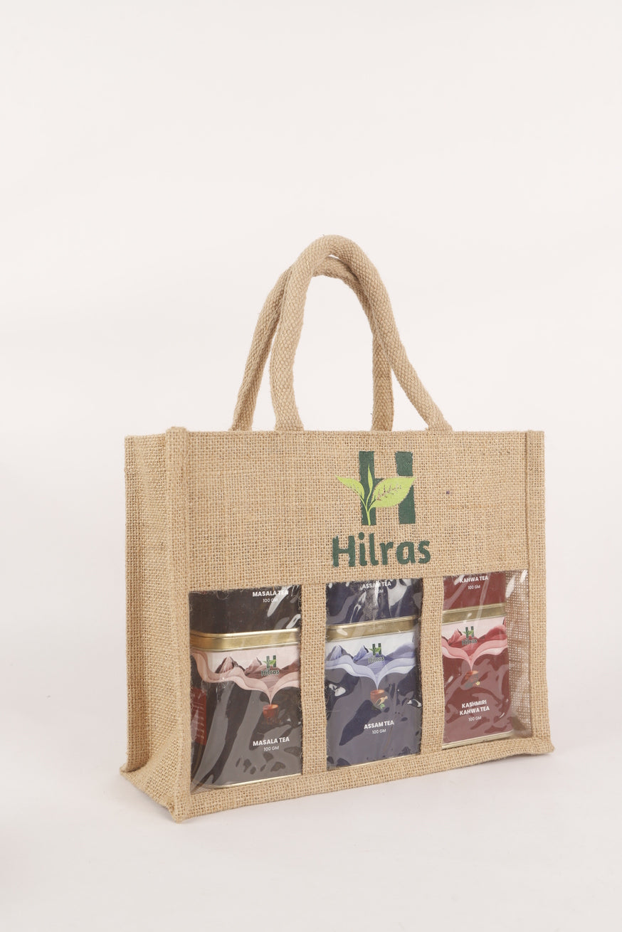 Hilras Eco Sip Sack Gift Box | 3 Exquisite Tea Flavours | 100g Premium Tea | Eco-Friendly Packaging | Perfect Sustainable Gift for All Occasions
