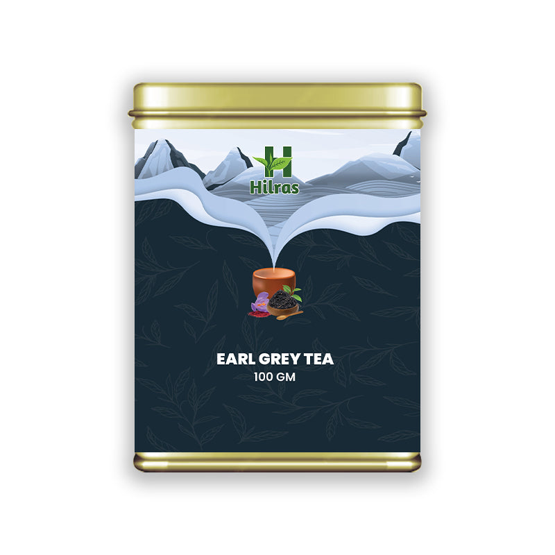 Hilras Earl Grey Tea – 100g Loose Tea | Premium Black Tea with Bergamot | Refreshing Aroma & Mood Upliftment
