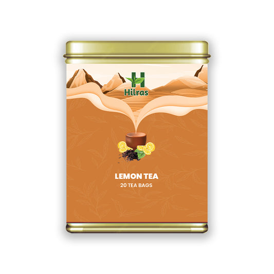 Hilras Lemon Black Tea - 20 Tea Bags | Black Tea with Natural Lemon for Detox, Digestion & Refreshing Energy