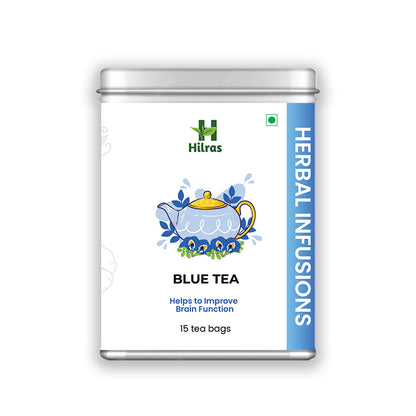 Hilras Blue Tea – 15 Pyramid Tea Bags | Natural Butterfly Pea Flower Tea for Detox, Glow & Relaxation