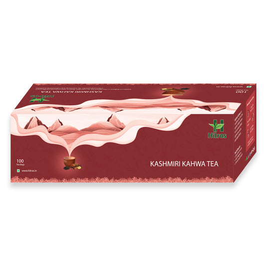 Hilras Kashmiri Kahwa Green Tea – 100 Teas Bags | Green Tea with Saffron, Almonds & Spices | Boost Immunity, Digestion & Skin Glow