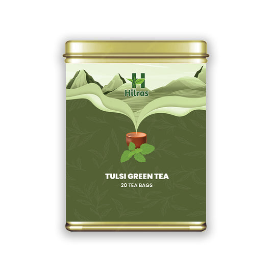 Hilras Tulsi Green Tea – 20 Tea Bags | Green Tea with Tulsi for Immunity, Detox & Stress Relief