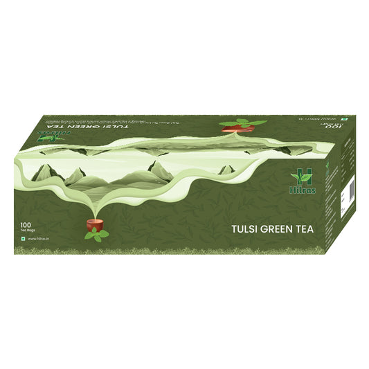 Hilras Tulsi Green Tea – 100 Tea Bags | Green Tea with Tulsi for Immunity, Detox & Stress Relief