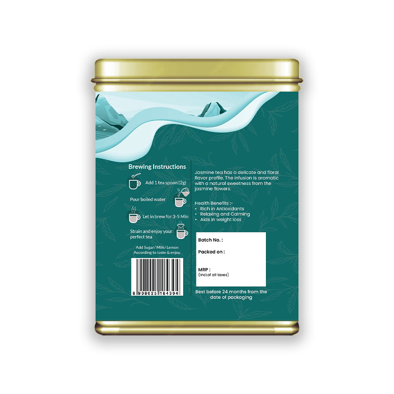 Hilras Jasmine Green Tea – 100g Loose Leaf | Premium Green Tea with Jasmine Blossoms | Antioxidants, Calm & Wellness