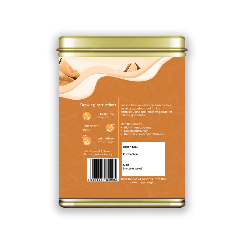 Hilras Lemon Black Tea - 20 Tea Bags | Black Tea with Natural Lemon for Detox, Digestion & Refreshing Energy
