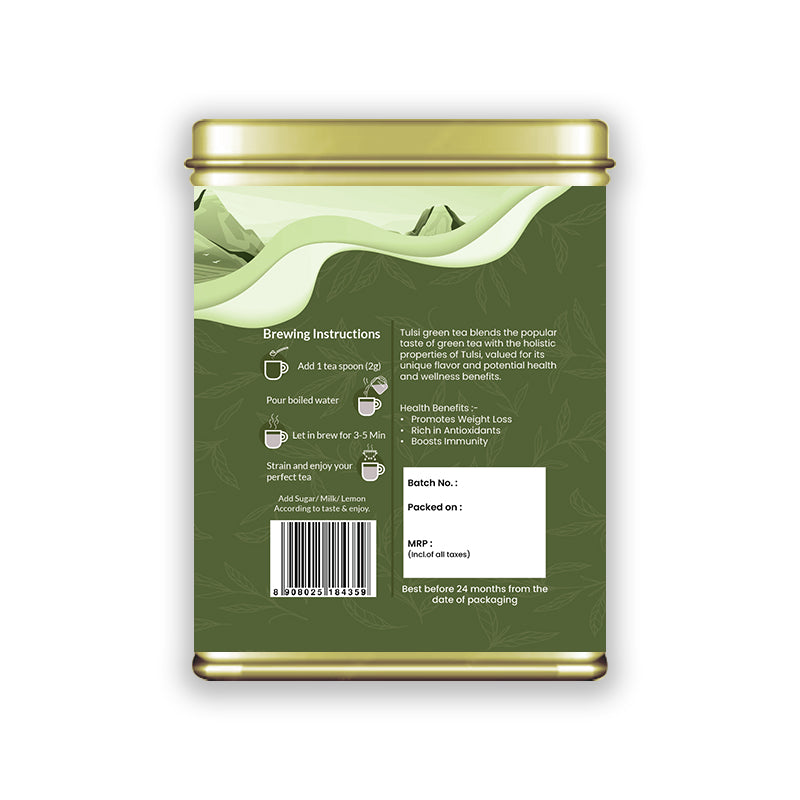 Hilras Tulsi Green Tea – 100 gm Loose Tea | Green Tea with Tulsi for Immunity, Detox & Stress Relief