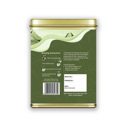 Hilras Tulsi Green Tea – 100 gm Loose Tea | Green Tea with Tulsi for Immunity, Detox & Stress Relief