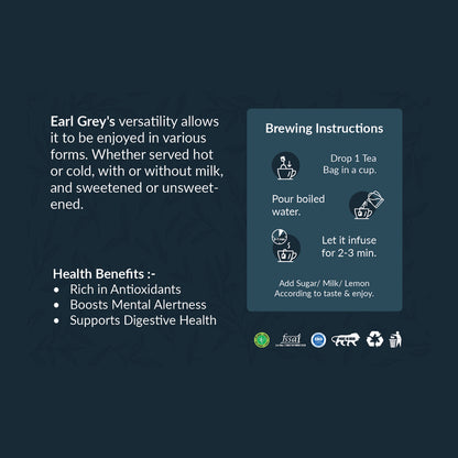 Hilras Earl Grey Tea – 100 Tea Bag | Premium Black Tea with Bergamot | Refreshing Aroma & Mood Upliftment