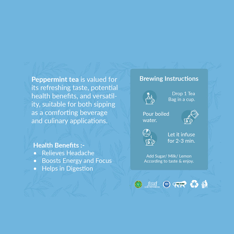 Hilras Peppermint Herbal Tea –100 Tea Bags | Pure Peppermint Leaves | Digestion, Detox & Relieves Headache