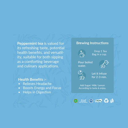 Hilras Peppermint Herbal Tea –100 Tea Bags | Pure Peppermint Leaves | Digestion, Detox & Relieves Headache