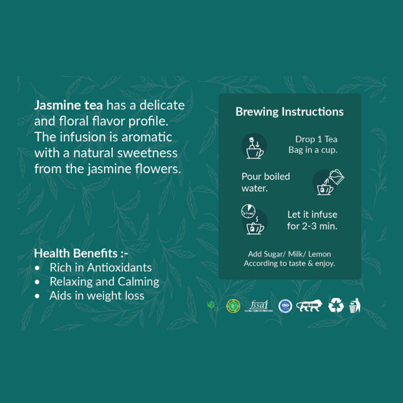 Hilras Jasmine Green Tea – 100 Tea Bags | Premium Green Tea with Jasmine Blossoms | Antioxidants, Calm & Wellness