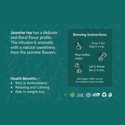 Hilras Jasmine Green Tea – 100 Tea Bags | Premium Green Tea with Jasmine Blossoms | Antioxidants, Calm & Wellness