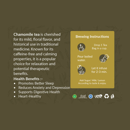 Hilras Chamomile Herbal Tea – 100 Tea Bags | Caffeine-Free Relaxing Tea | Better Sleep & Stress Relief