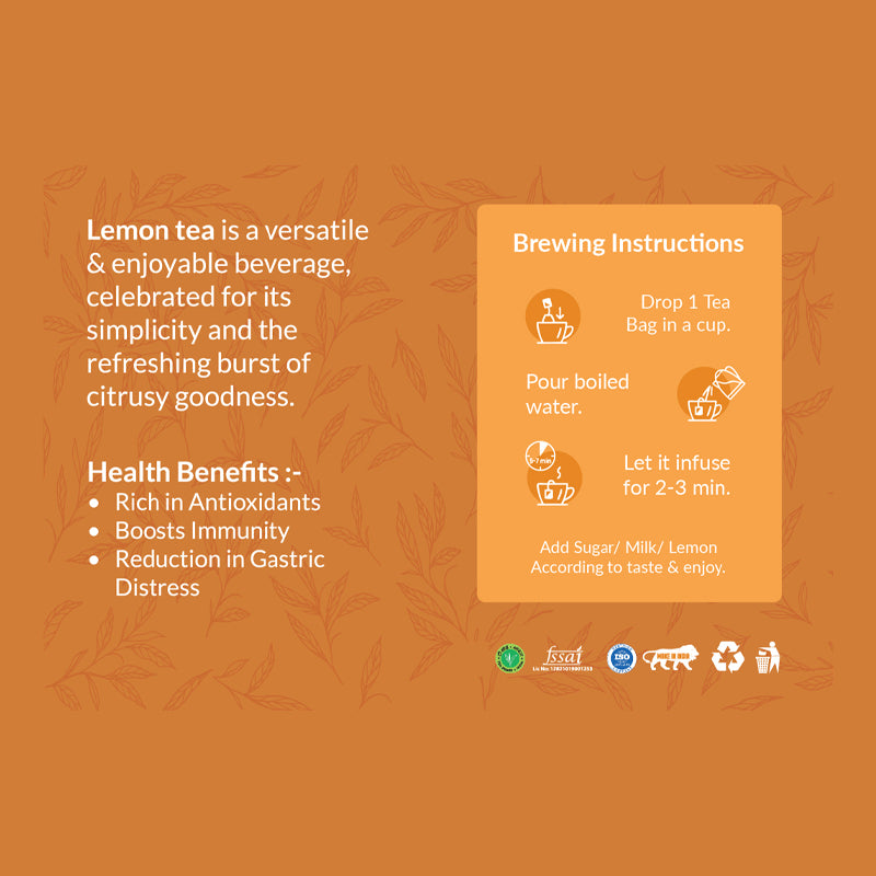 Hilras Lemon Black Tea - 100 Tea Bags | Black Tea with Natural Lemon for Detox, Digestion & Refreshing Energy