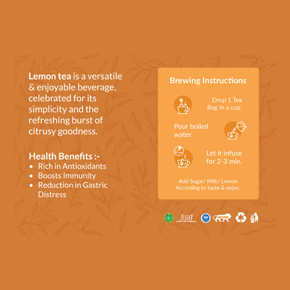 Hilras Lemon Black Tea - 100 Tea Bags | Black Tea with Natural Lemon for Detox, Digestion & Refreshing Energy