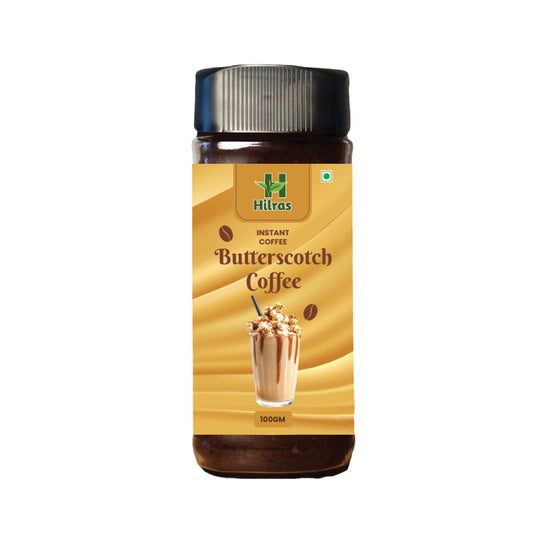 Hilras Butterscotch Instant Coffee Powder – 100g | Gourmet Flavoured Soluble Coffee | Rich Aroma & Creamy Notes