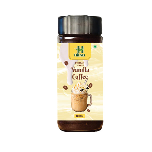Hilras Premium Vanilla Flavoured Instant Coffee (100g Jar / Pack) – Smooth, Rich & Aromatic Gourmet Coffee.