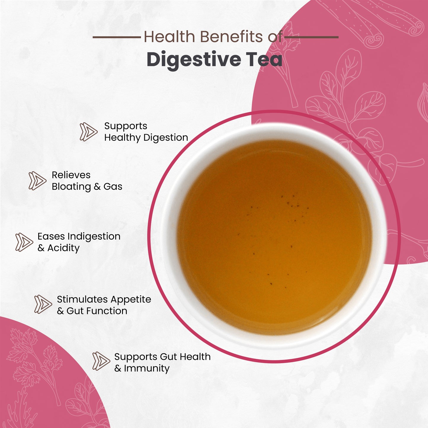 Hilras Digestive Tea – 15 Pyramid Tea Bags | Herbal Tea for Stomach Health & Digestion