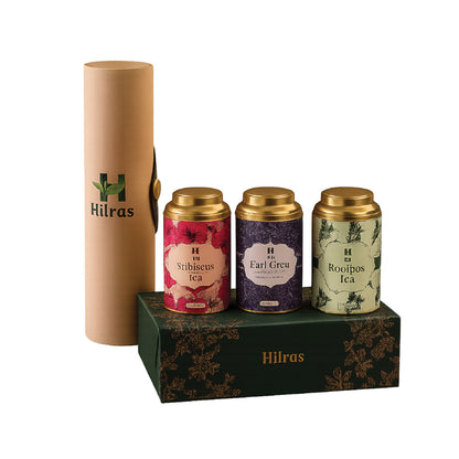 Hilras Veneer Gold Collection Box | Luxury Tea Gift Set
