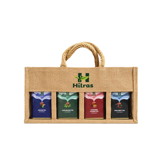 Hilras Tea Rustic Tea Treasures Gift Box | 4 Premium Tea Flavours | 100g of Exquisite Teas in Rustic Tin Packaging | Perfect Gift for Tea Lovers