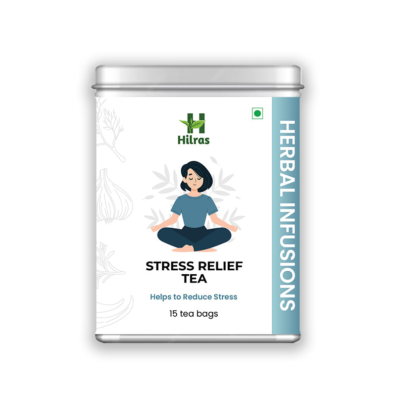 Hilras Stress Relief Herbal Tea - 15 Pyramid Tea Bags | Green Tea & Hibiscus – Calm & Relaxation