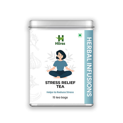Hilras Stress Relief Herbal Tea - 15 Pyramid Tea Bags | Green Tea & Hibiscus – Calm & Relaxation